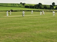 the very last split second of Tetherdown's resistance as the ball prepares to land, Marcus Gordon prepares a wild swipe over cow corner, and the middle stump puckers up for a close encounter of the third kind.